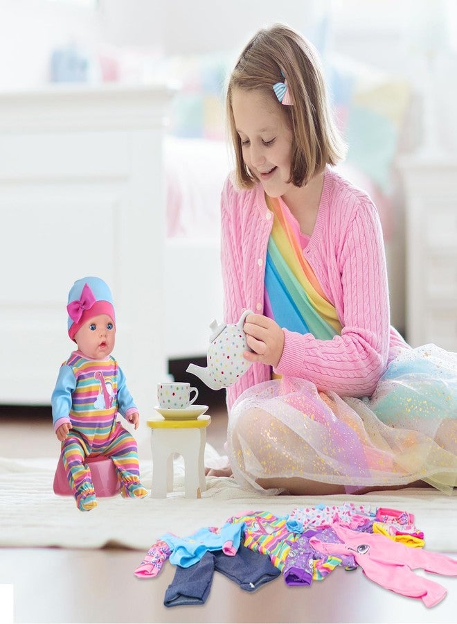 UNICORN ELEMENT 10 Sets Baby Doll Clothes for 14-18 Inch Dolls, Doll Pjs Outfits Playtime Jumpsuits Fit in 15 Inch Dolls Reborn,Total 20 Pcs Outfits and Accessories for 43cm New Born Baby Dolls - Image 4